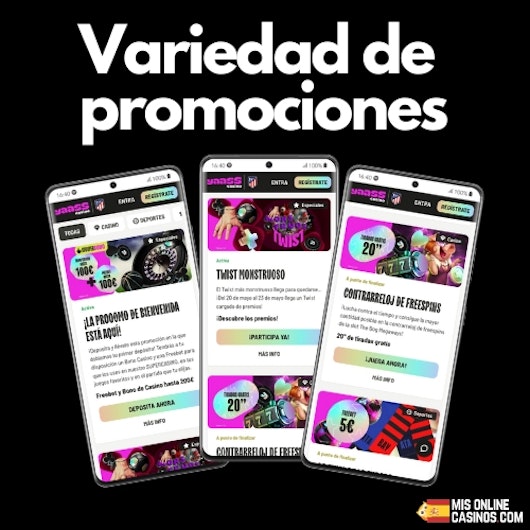 Banner con promociones de Yaass Casino en movil