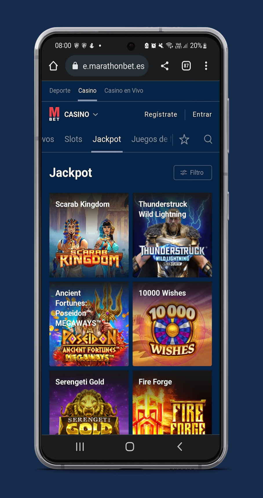 Marathonbet casino en el movil