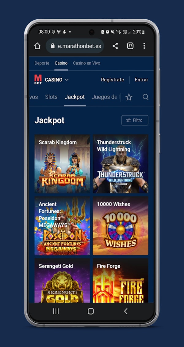 MarathonBet Casino en el Móvil