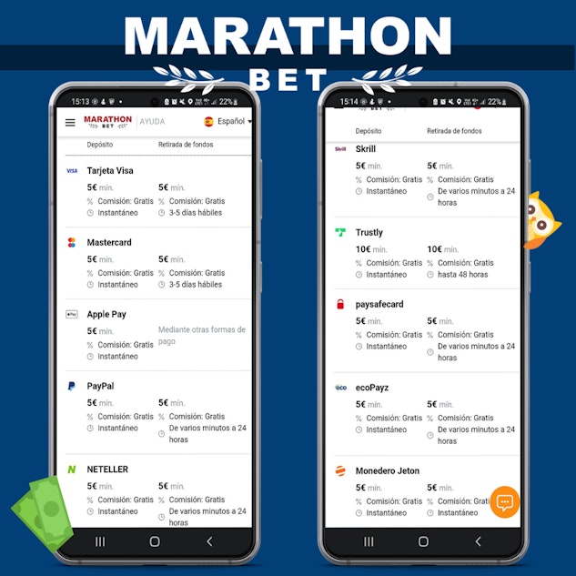 Marathonbet vista previa a metodos de pago