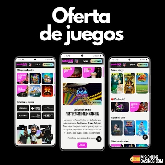 Oferta de juegos de Yaass Casino desde el movil