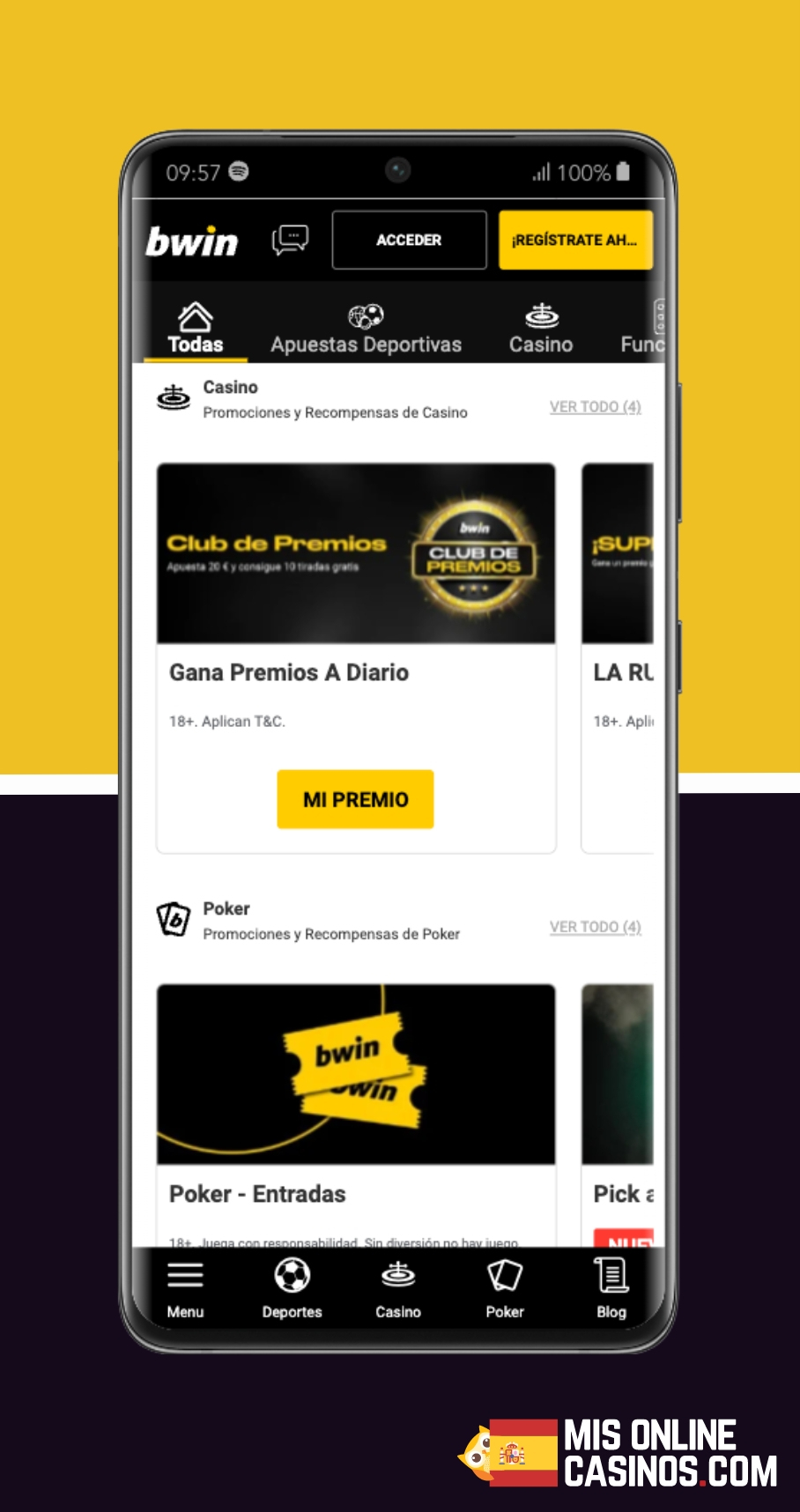 Promociones de Bwin Espana desde el movil