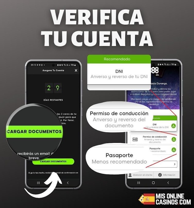 Verifica tu cuenta en 888casino en Espana