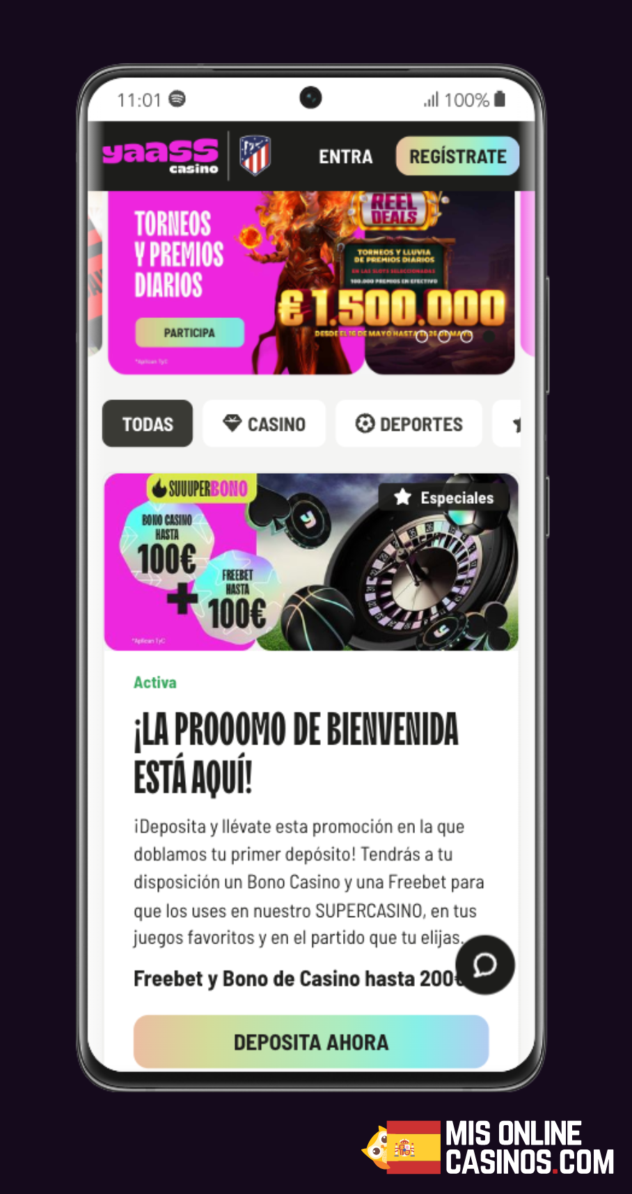 Yaass casino captura de pantalla en espana