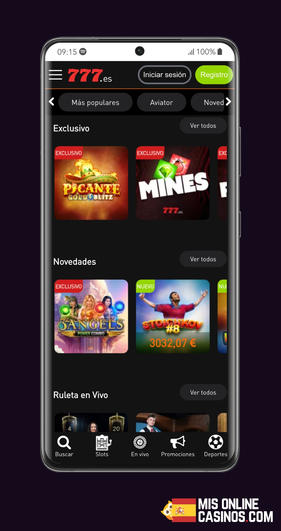 Screenshot de casino777 en Espana